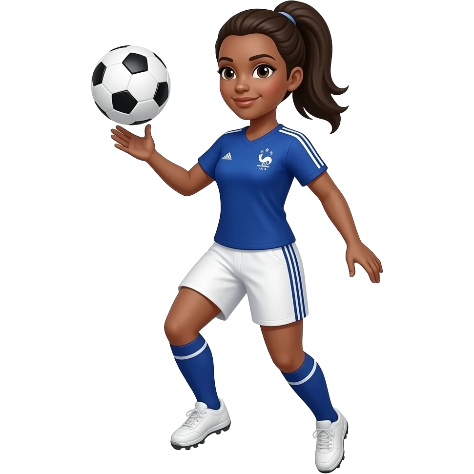 A woman playing French soccer and bouncing the ball off her chest emoji