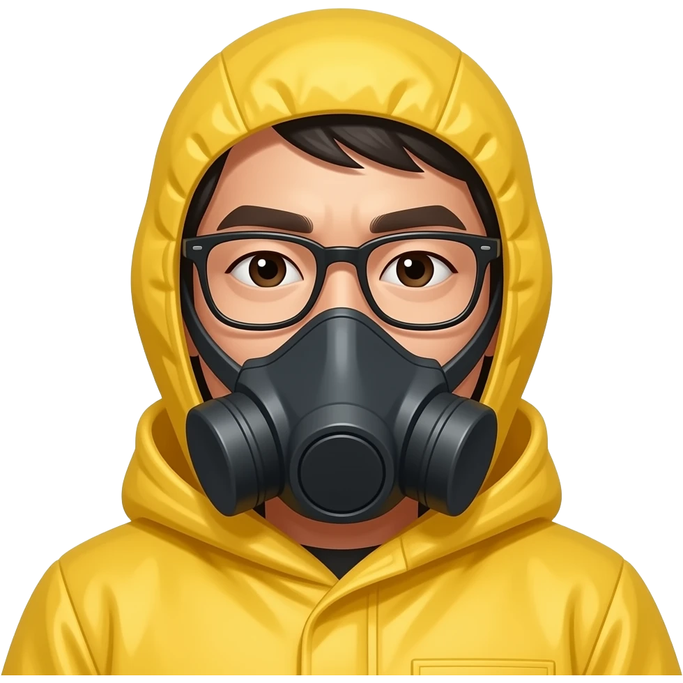 korean man glasses yellow hazmat suit emoji