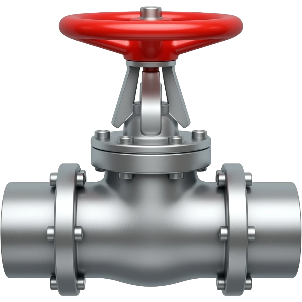 narrow horizontal gray-black pipeline with red valve on top emoji