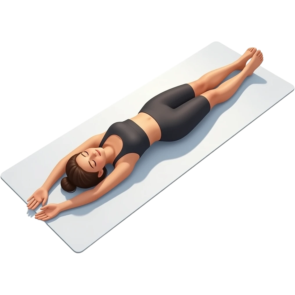 woman lying down on mat face down with arms and legs extended emoji