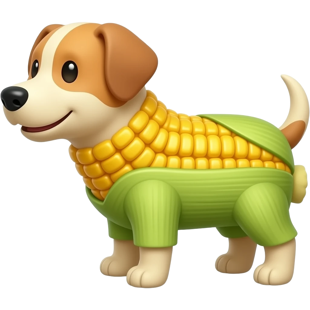 a dog cartoon made out of corn on the cob. emoji