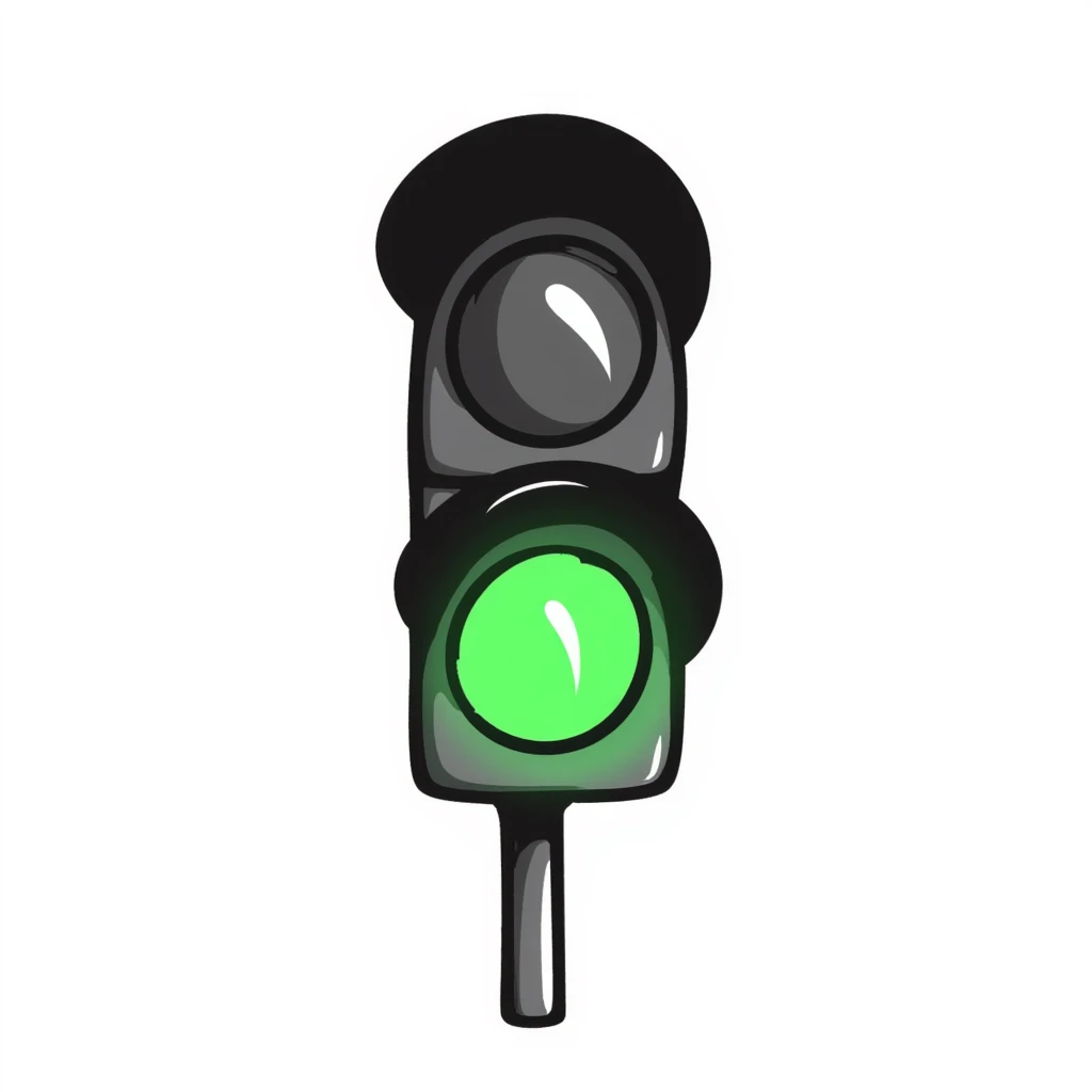 hand-drawn green traffic light with illuminated green signal emoji