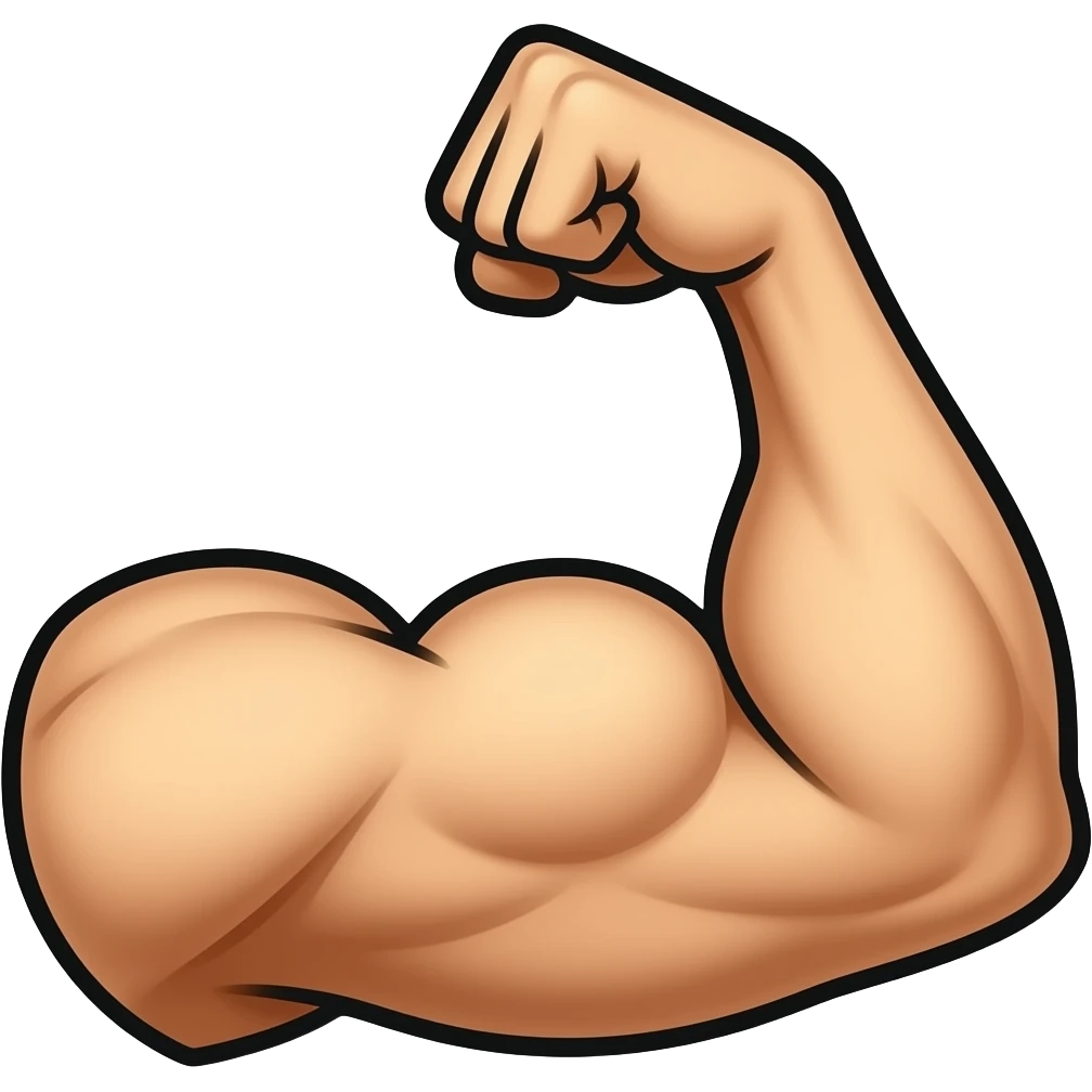 thick black outline, bright biceps emoji, thick black outline, simple cartoon emoji