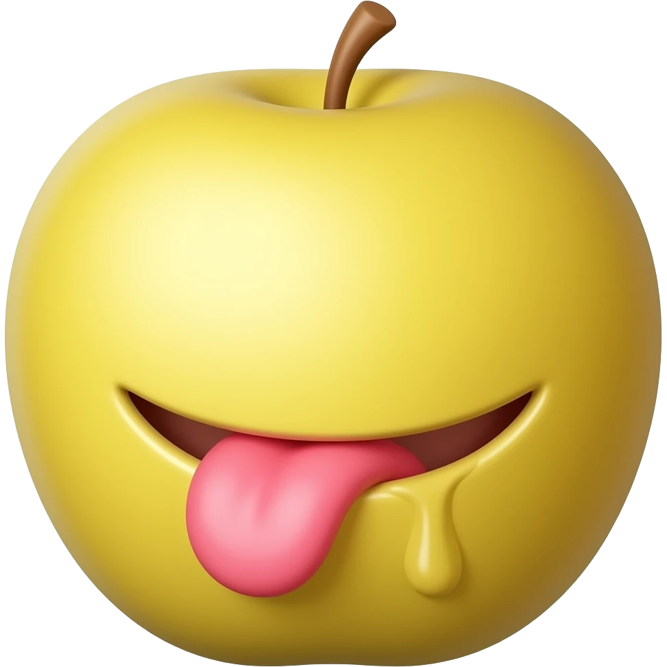 tounge drooling round yellow apple emoji emoji