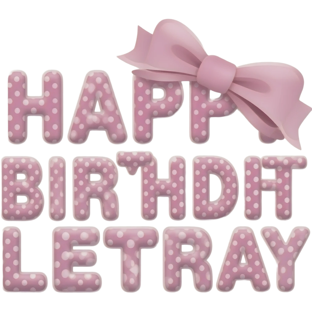 PINK POLKA DOT  LETTERS HAPPY BIRTHDAY emoji