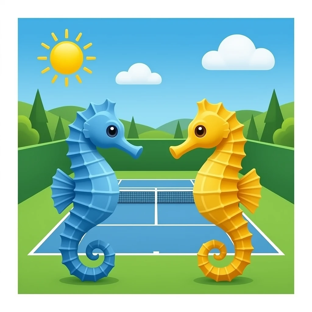 Seahorses on tennis court emoji