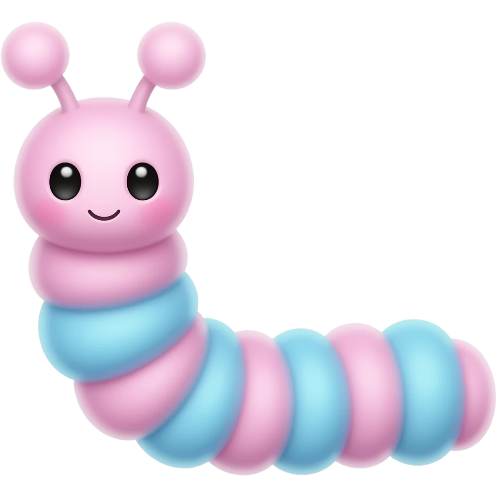 cotton candy the of Caterpillar pink blue cute full body emoji