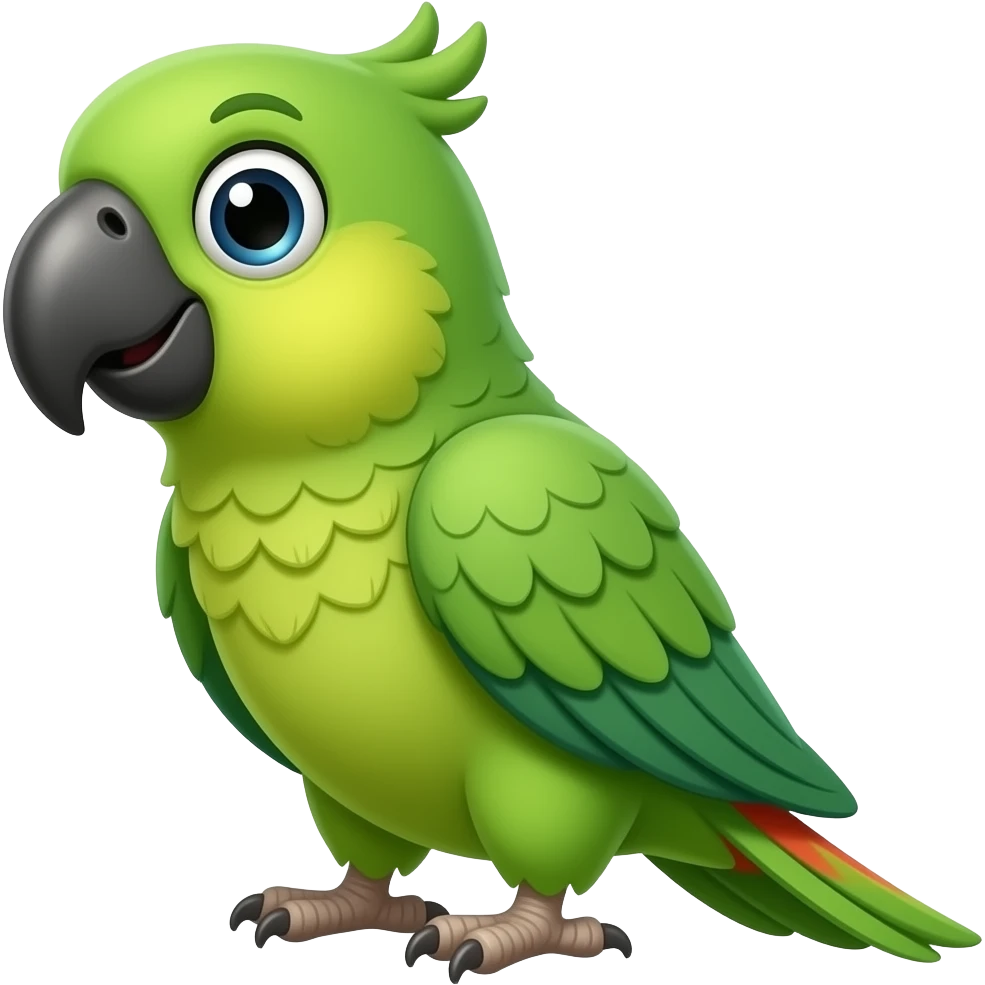 This is a cute green parrot cartoon vinyl wall sticker.  +2 high color contrast and saturation attract emoji