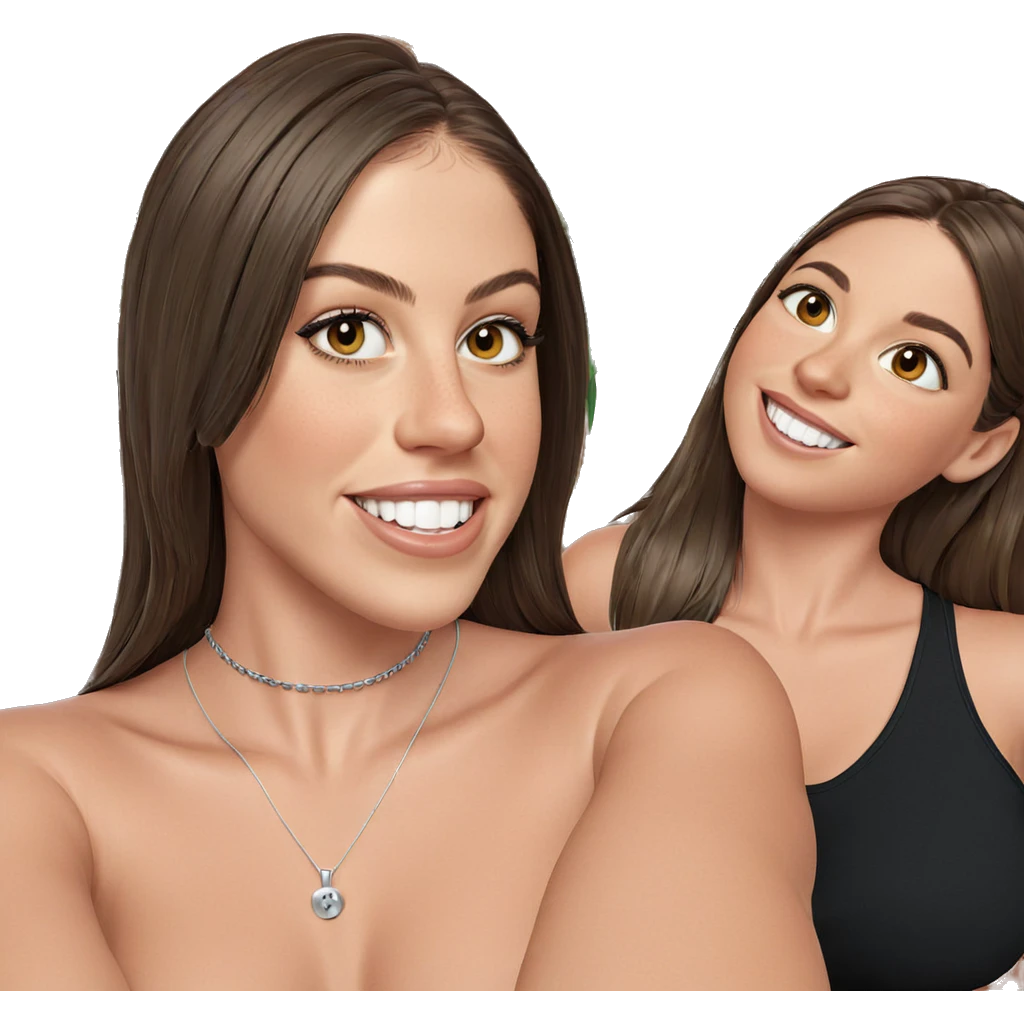 smiling girls with brown hair emoji