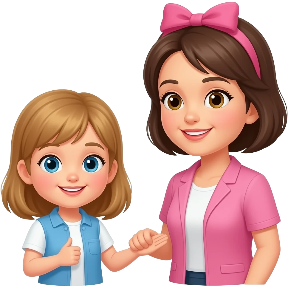 girl introducing mother to teacher emoji