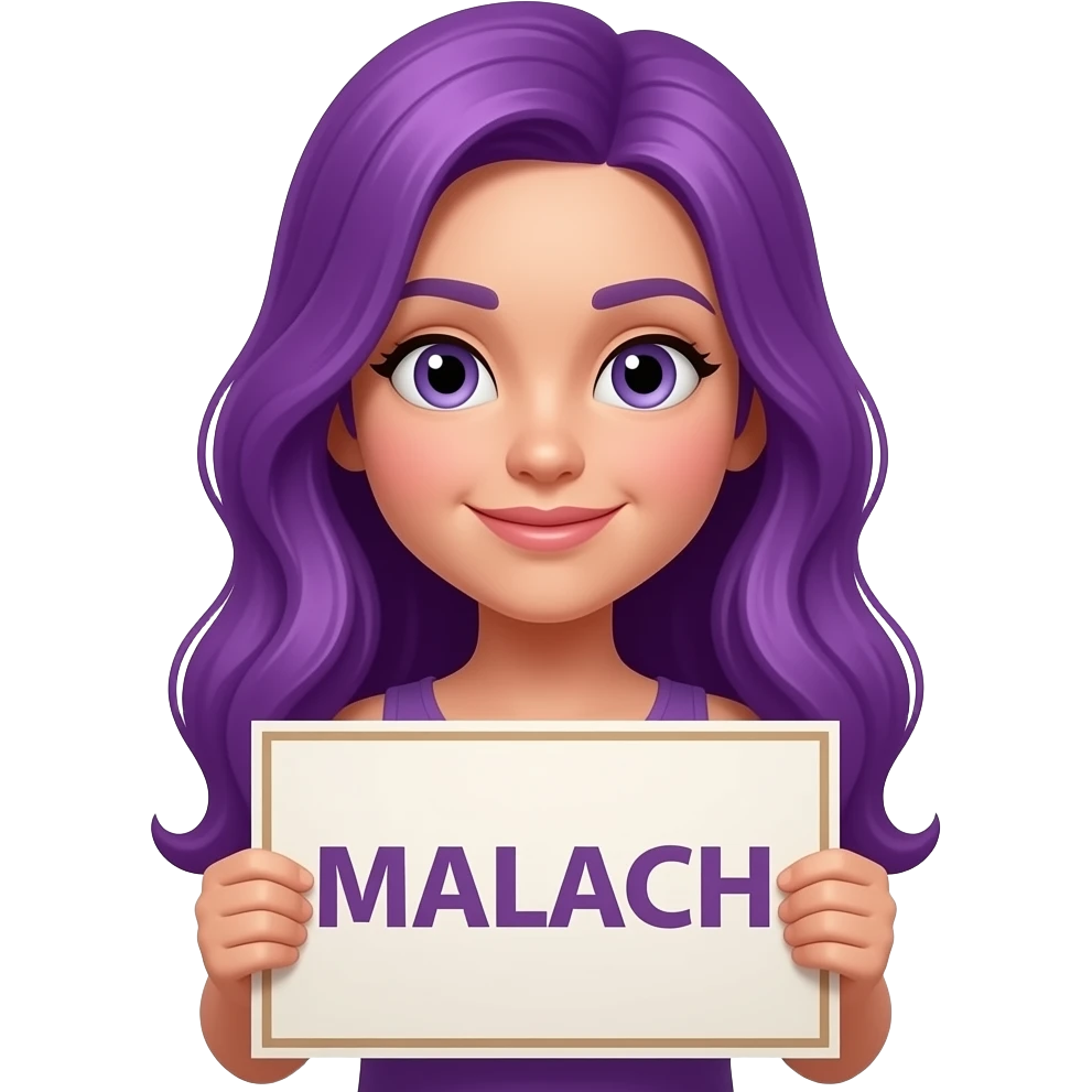 girl with long purple hair with a  MALACHI sign emoji