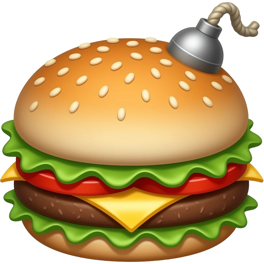 a burger shaped a sa bomb and is a bomb emoji