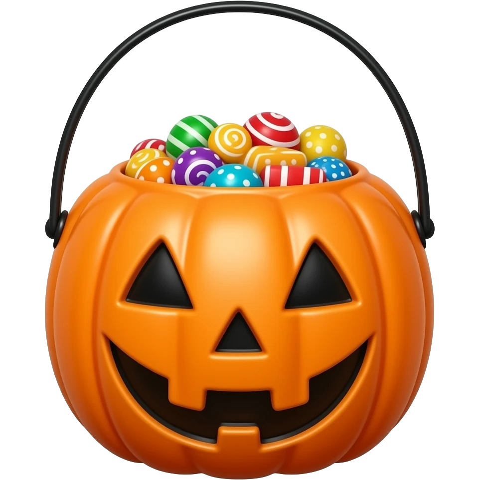 plastic pumpkin  halloween bucket with candies emoji