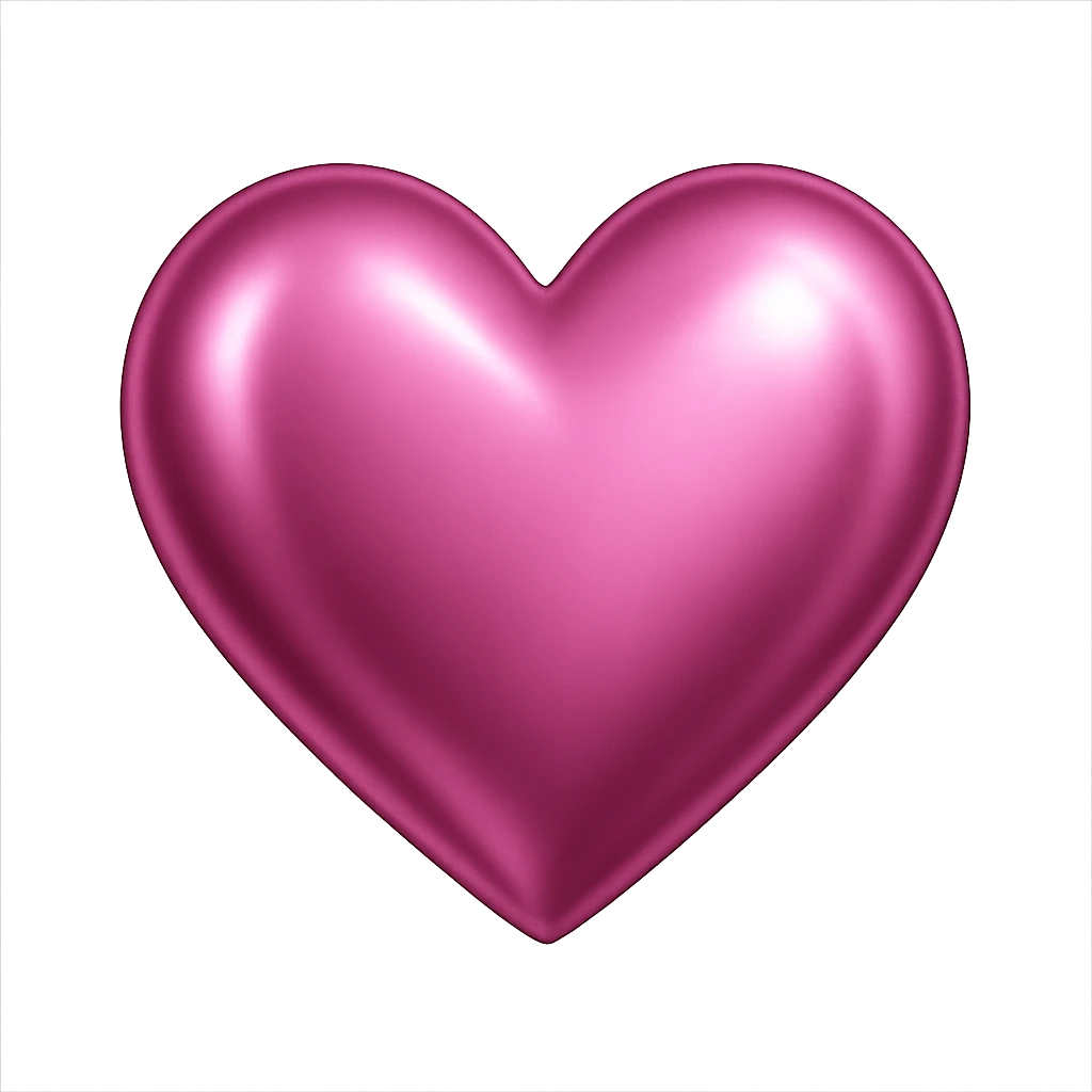 heart with a metallic pink finish, clean digital illustration, no background emoji