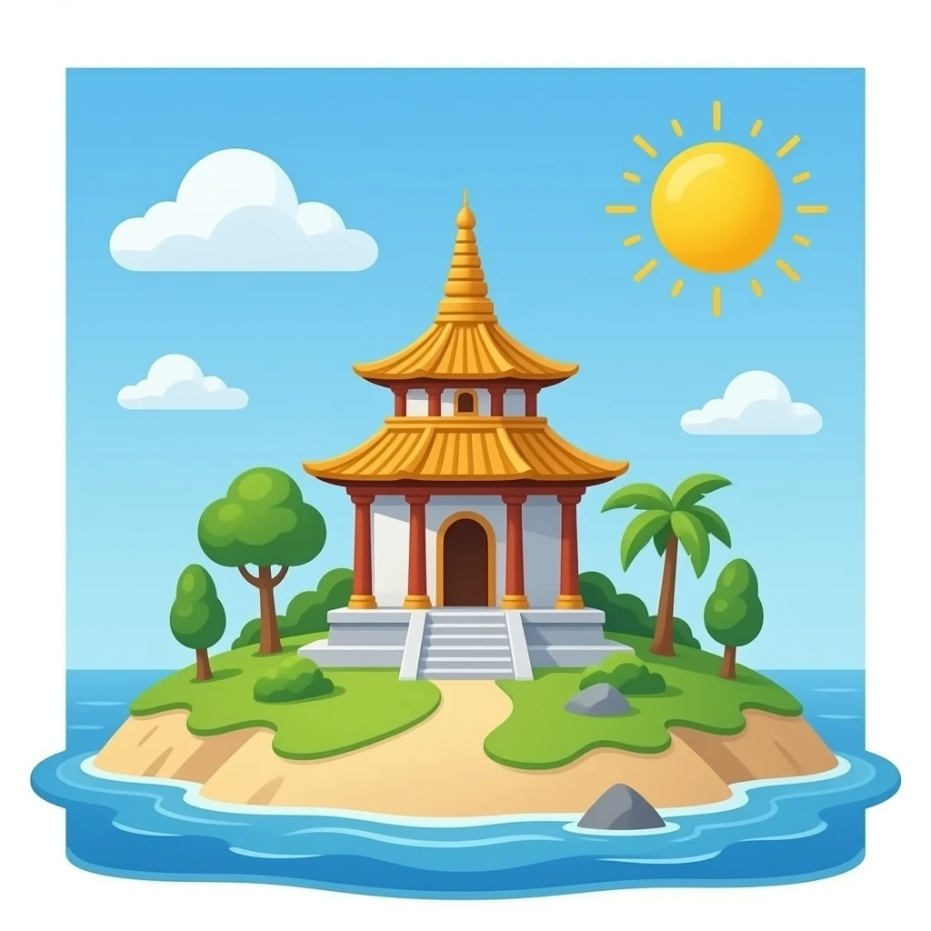 in island with a temple on it emoji