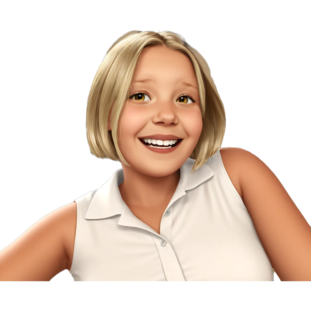 smiling girl in white shirt emoji