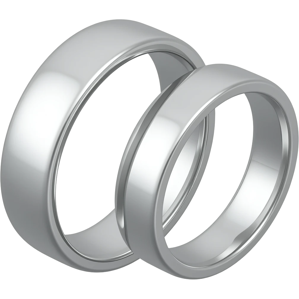 silver male and female wedding rings emoji