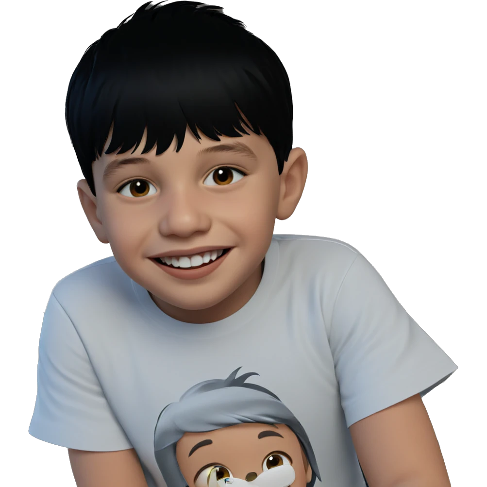 smiling boy in black shirt emoji