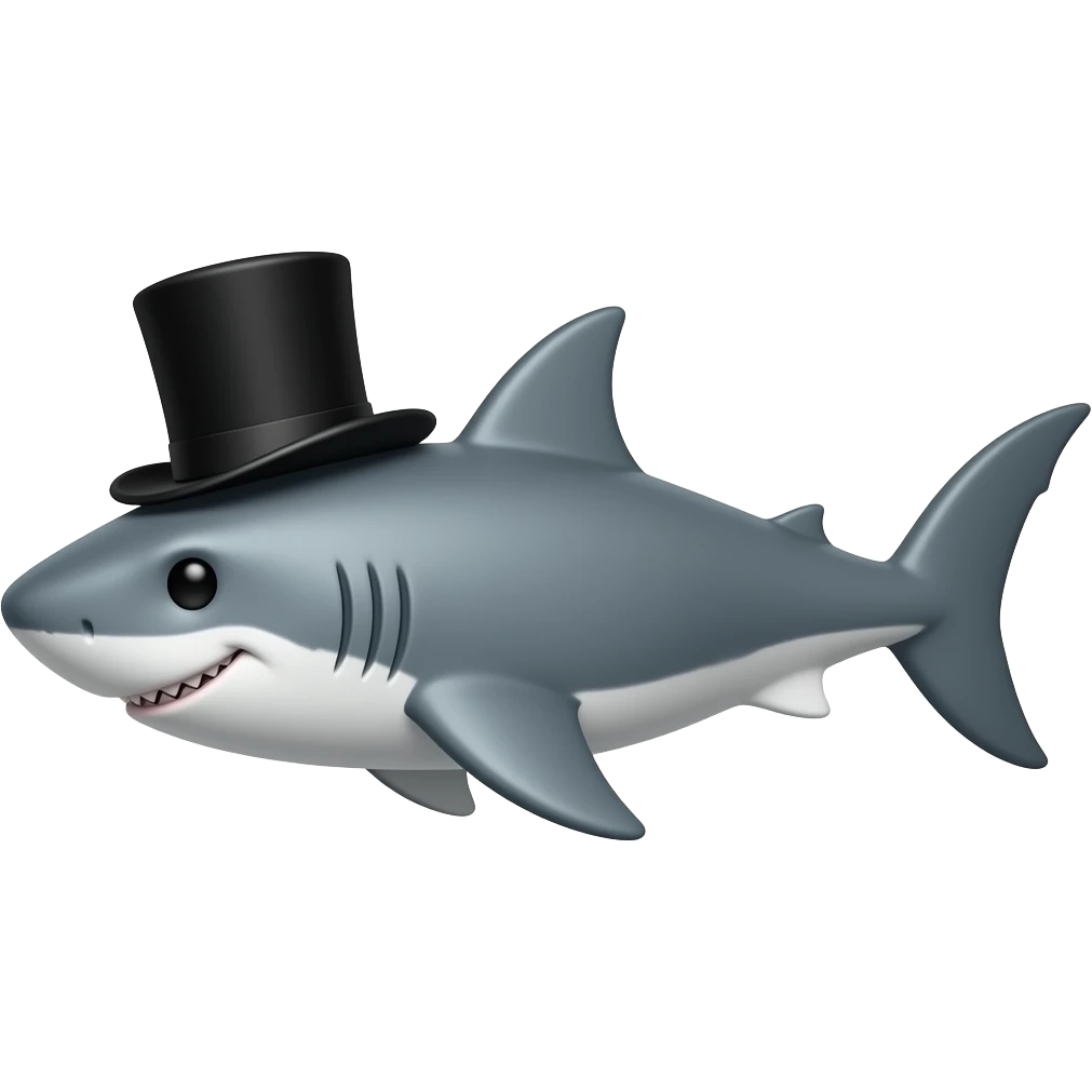 Shark with a top hat emoji