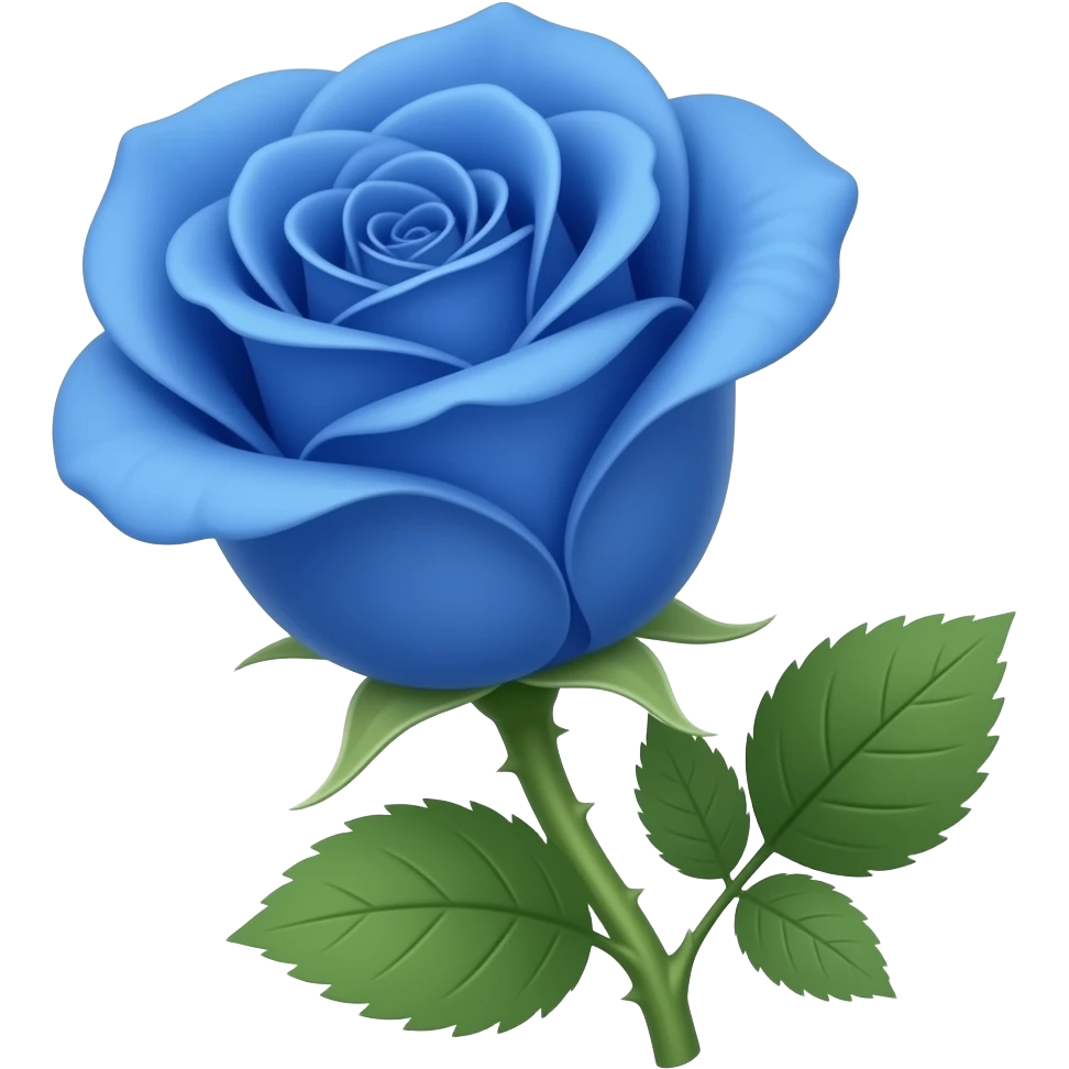 Rosa azul con tallo completo con espinas sin hojas alrededor emoji