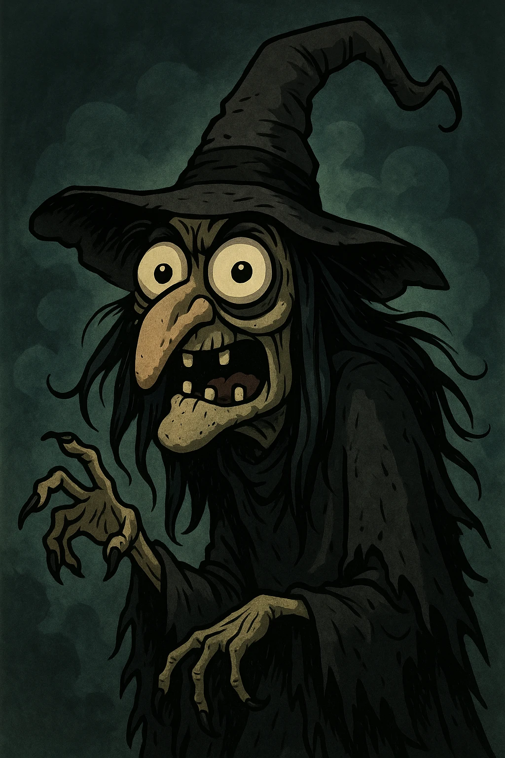 ugly witch with a big nose and big eyes, distinct style 2 emoji