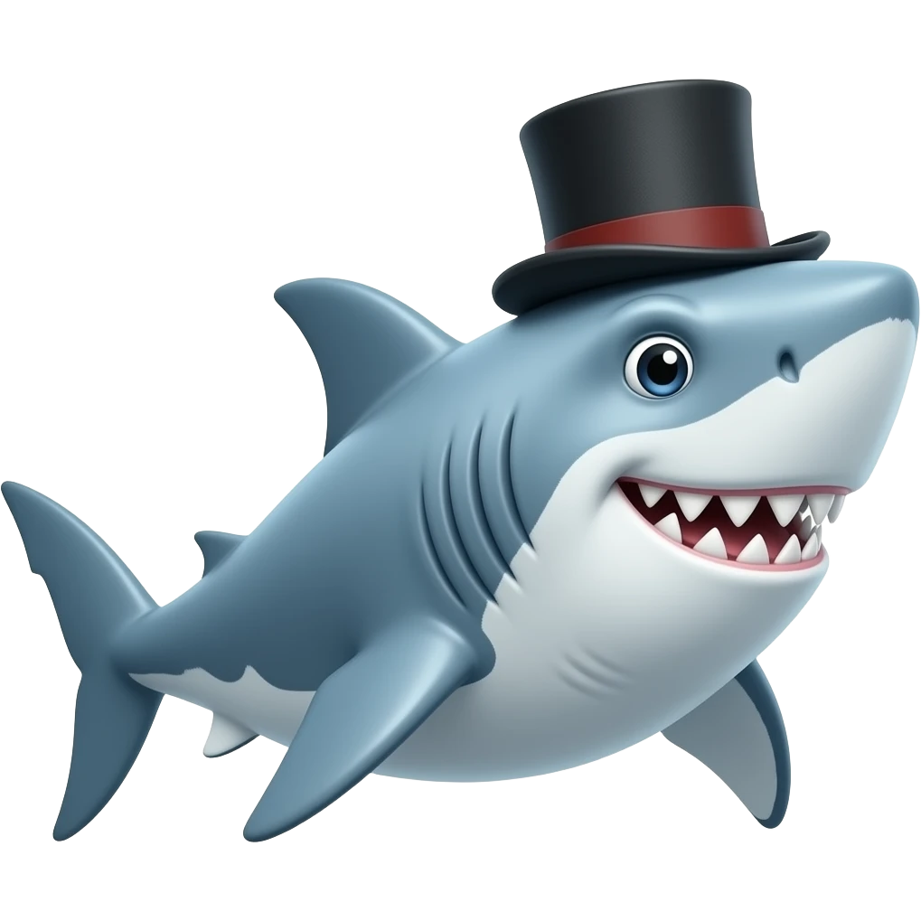 Shark with a top hat emoji