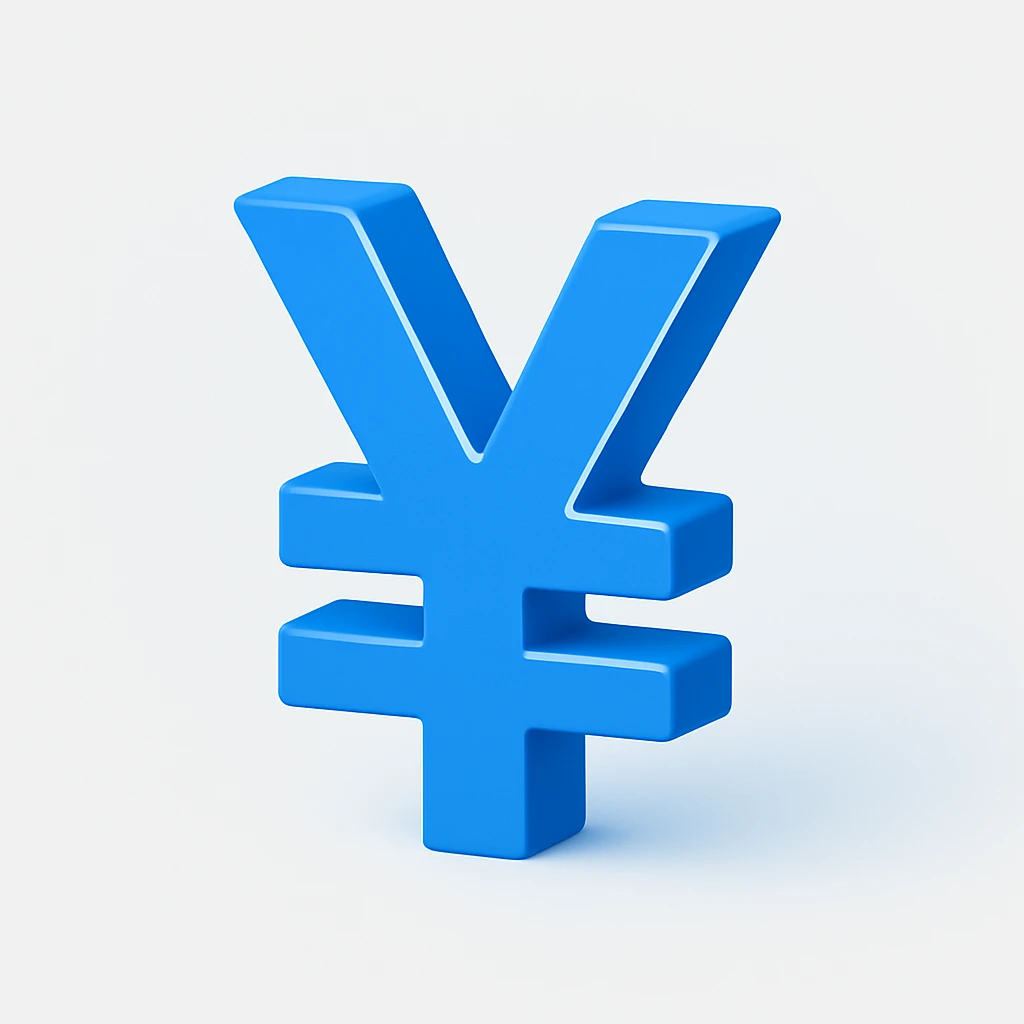 Remove the word 'YUAN' from the blue 3D yuan sign, keep the symbol and 3D blue style intact. emoji