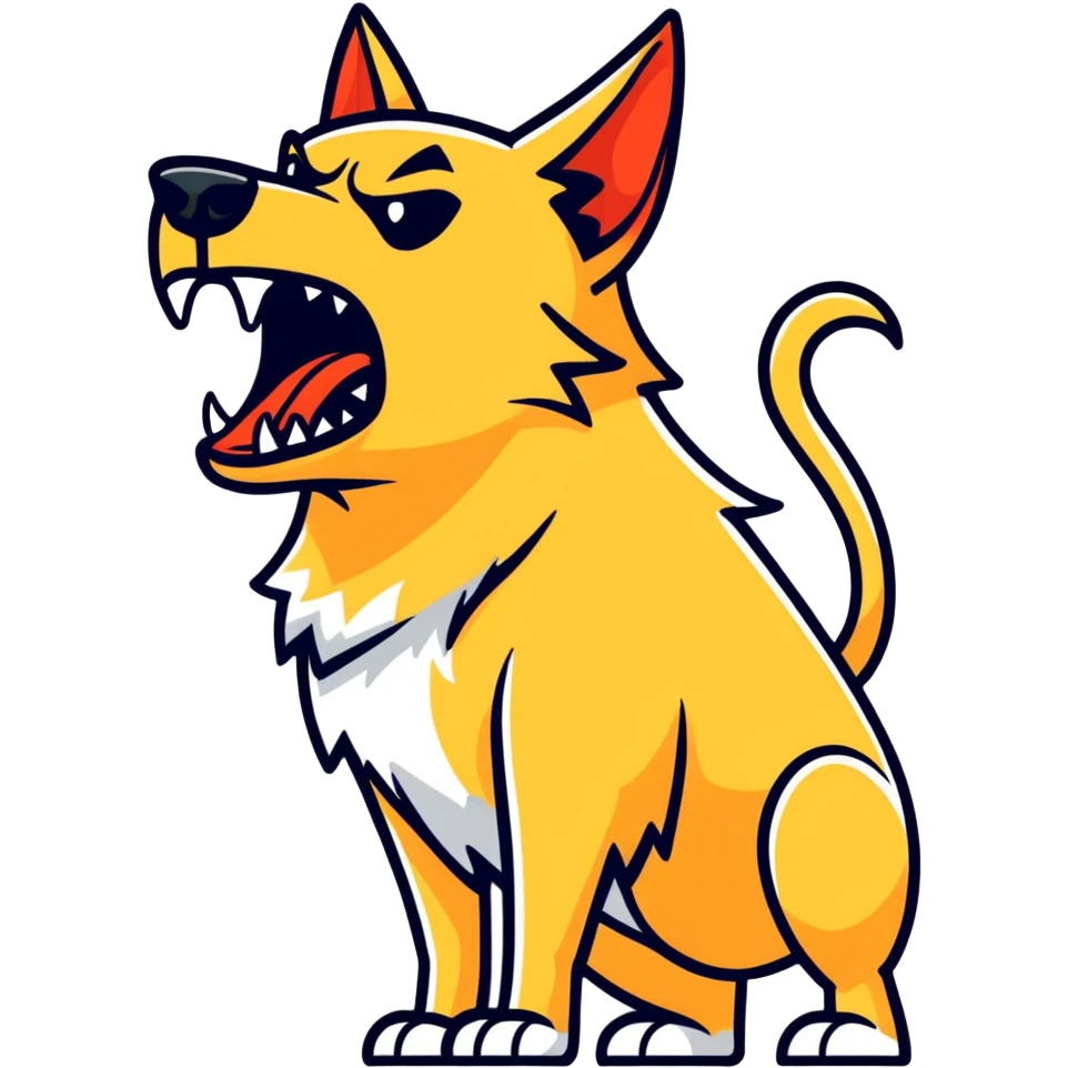 Demonic devilish angry vicious monsterous mongrel-dog barking loudly emoji