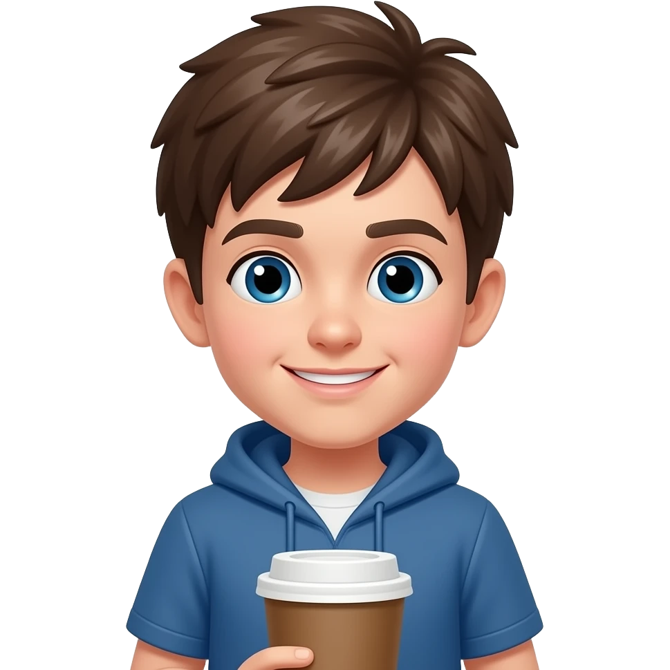 boy with cooffee emoji