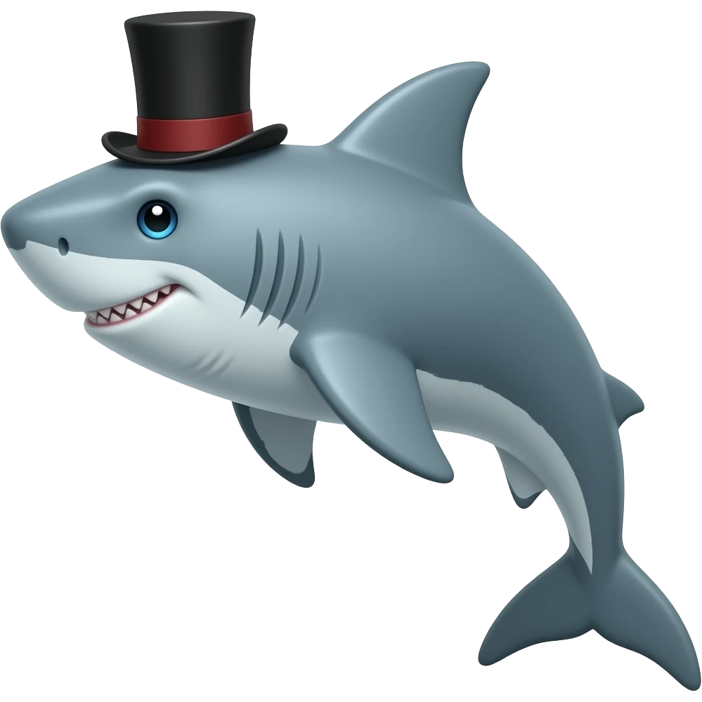Shark with a top hat emoji