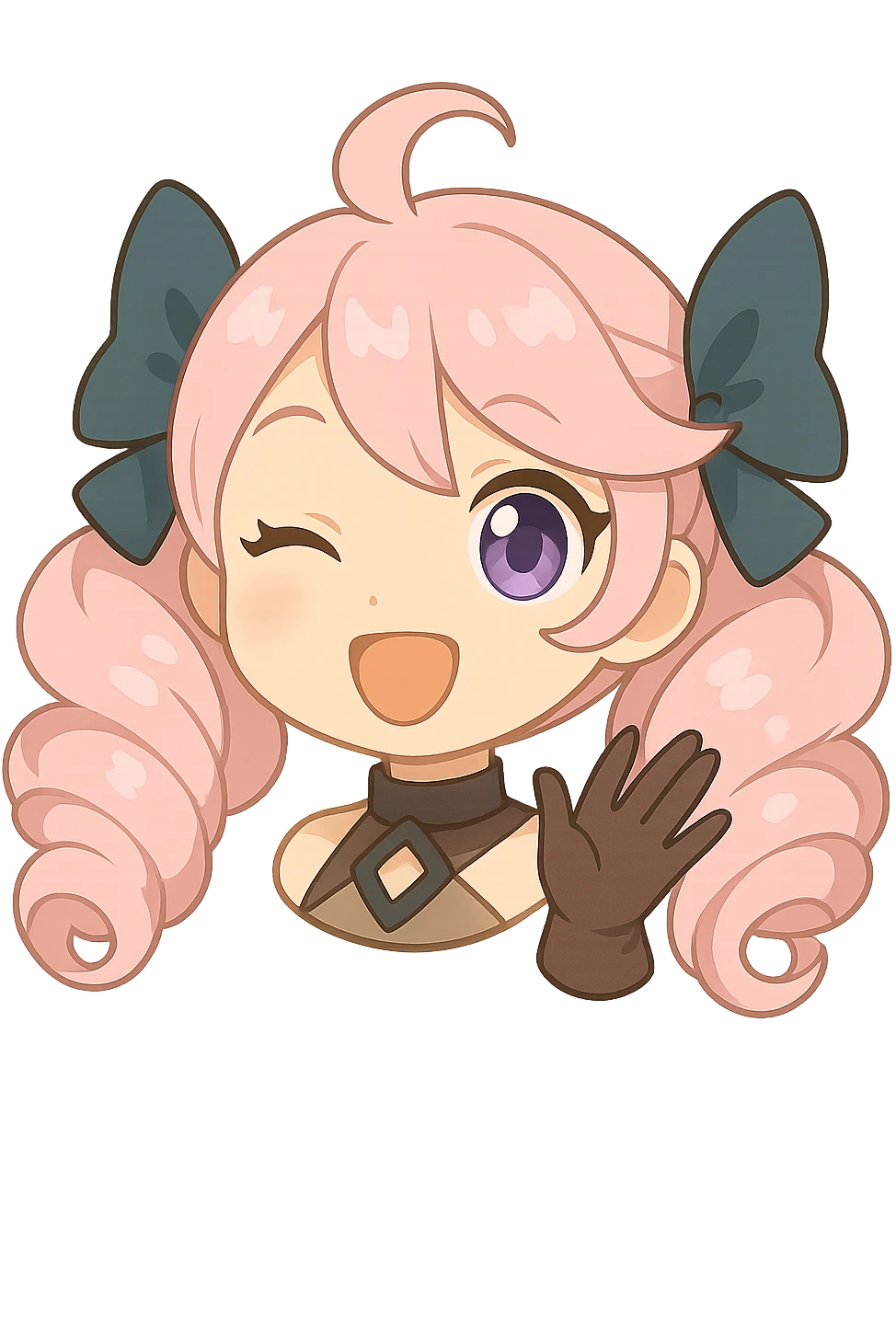 Change Gwen's hair to pastel pink, keep everything else the same, chibi stickers style, with no background. emoji
