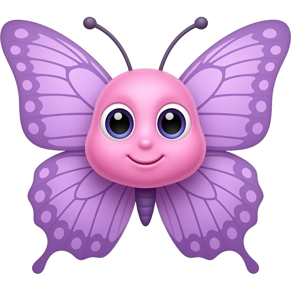 Mariposa color lila con rosa emoji