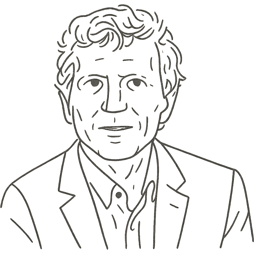 a black outline portrait based on this image of Hartmut Rosa emoji