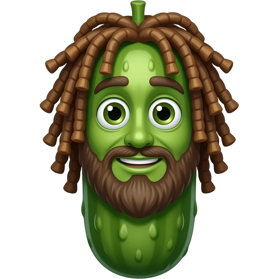 a pickle looking like a ccannabisfarmer with dread locks emoji