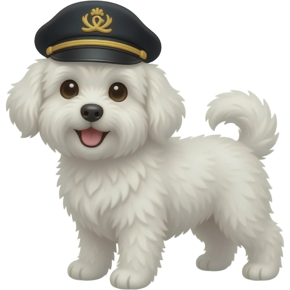 cute white dog with gondolier hat emoji