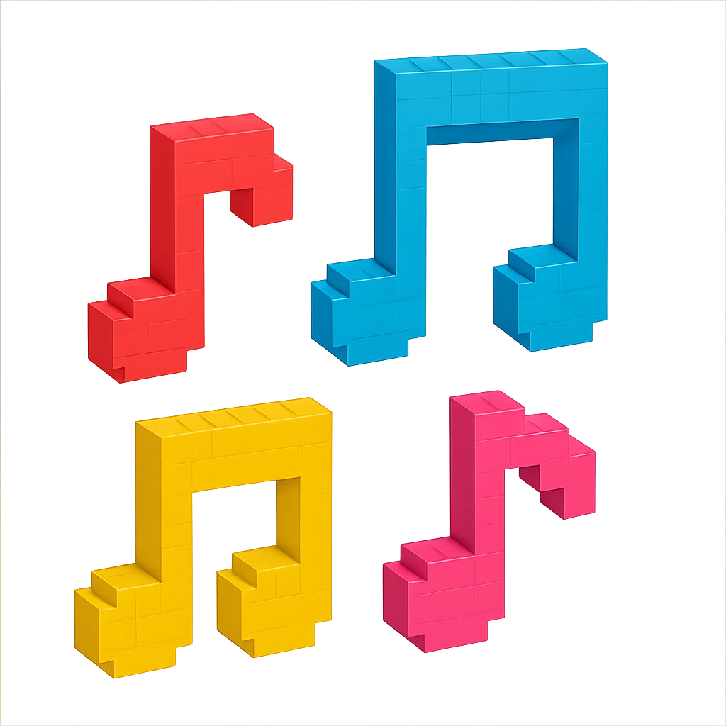 simple and clear voxel-style musical notes emoji