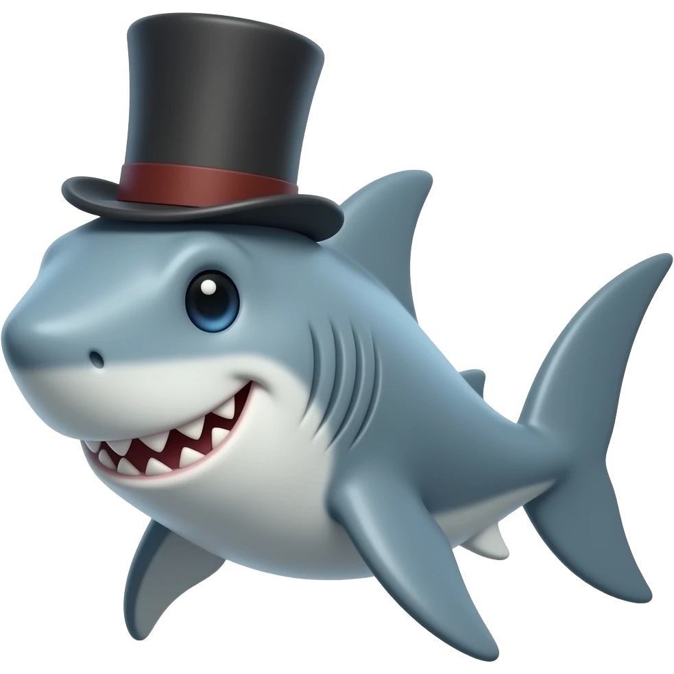 Shark with a top hat emoji