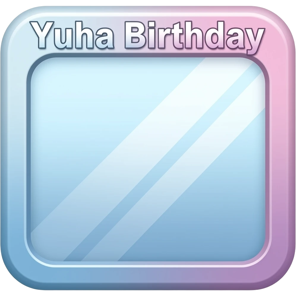 blue pink square standing Mirror with text on top yuha birthday , transparent background inspired by barbie colour pallete emoji