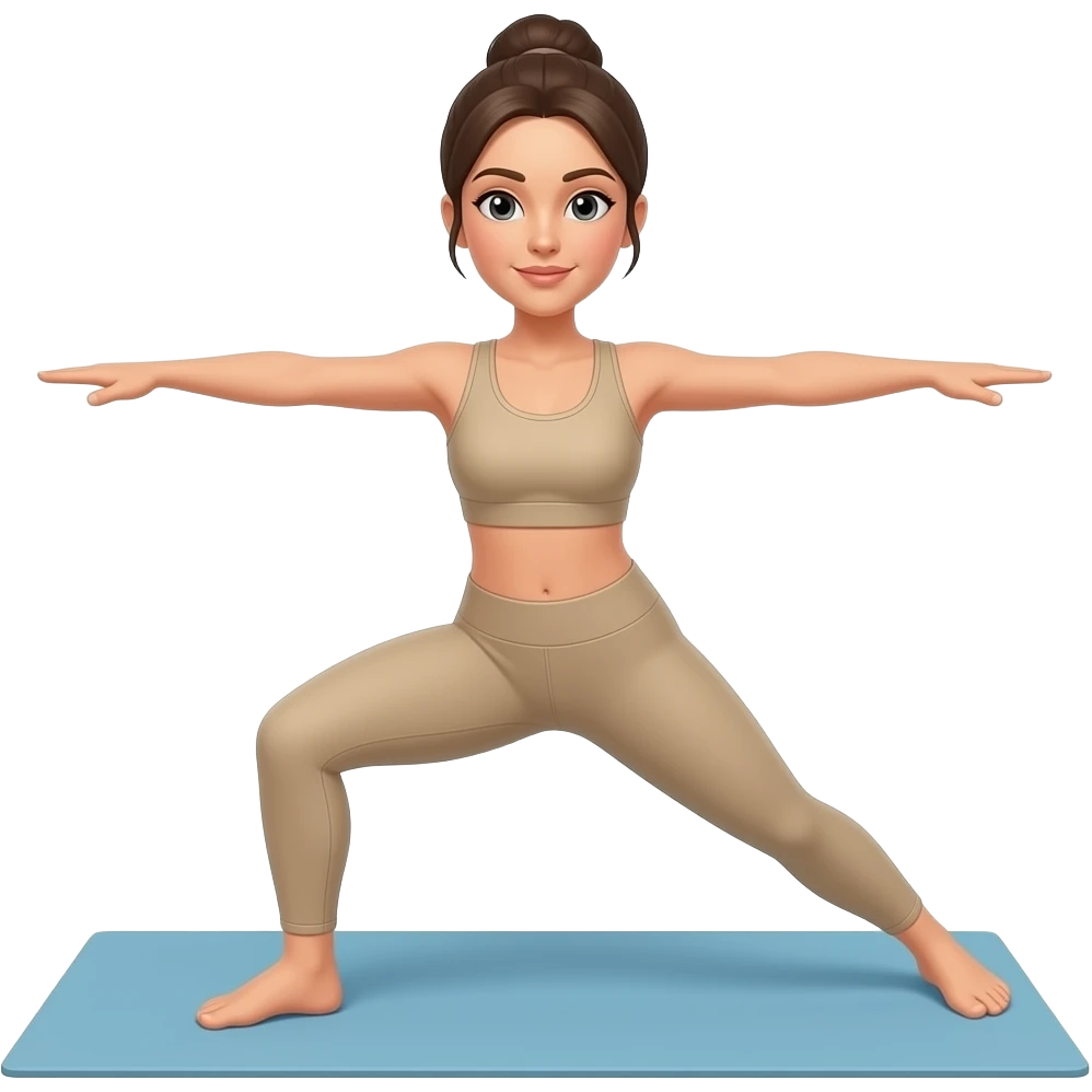 Mujer haciendo ejercicio con ropa beige emoji