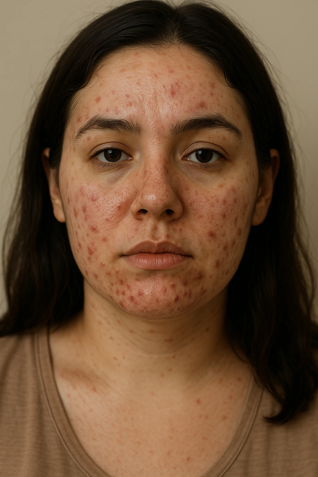 donna con acne e pelle impura per la pcos emoji