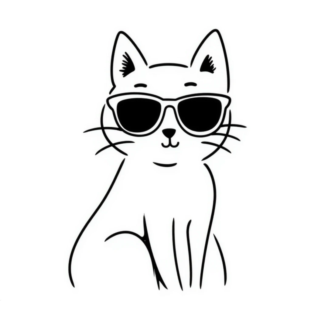 cat wearing sunglasses, hand drawn doodle style emoji