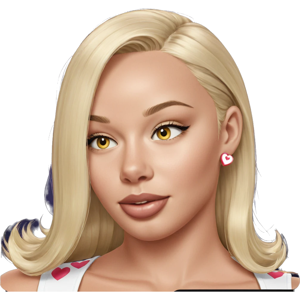 blonde girl with heart earrings emoji