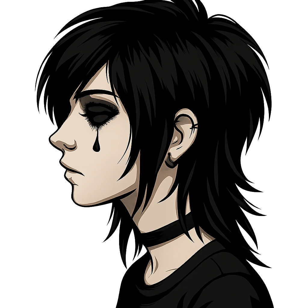 emo girl profile, teardrop makeup, no background emoji