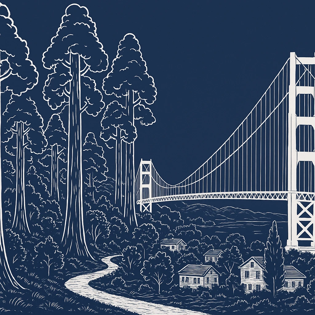 Create a header size 1200 x 800 that incorporates the image. Make it more seamless and add a sketch of more of the Presidio emoji
