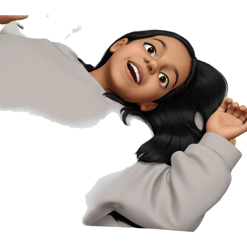 girl with black hair lying emoji