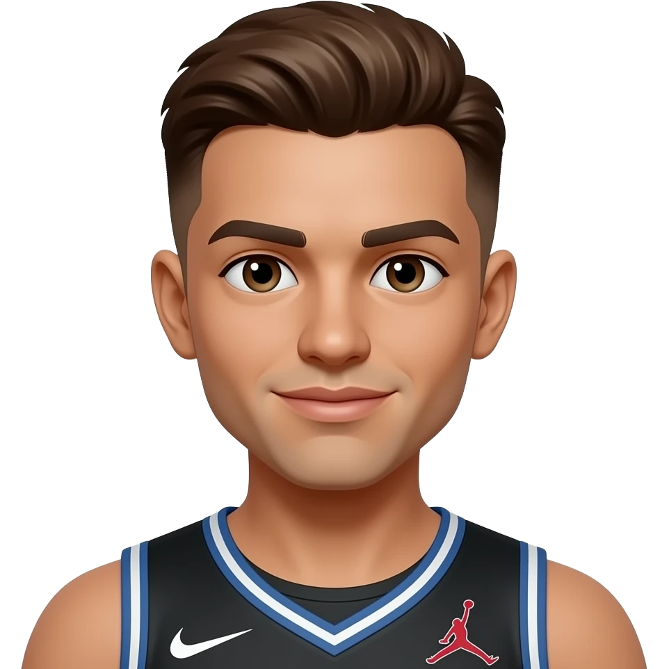 Make a tan guy with a brown low taper fade wearing a Jordan fit emoji