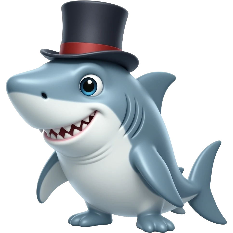 Shark with a top hat emoji