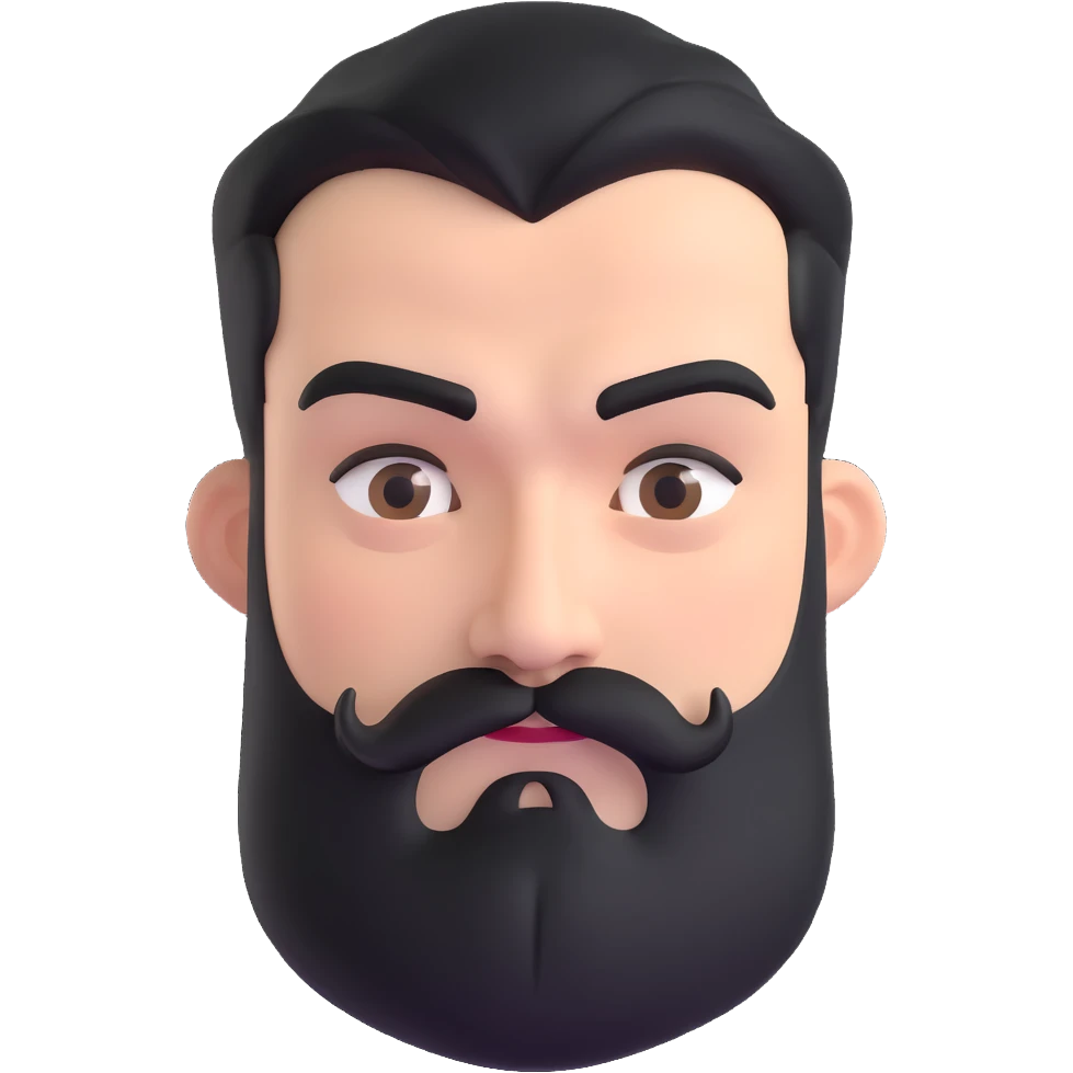 man with dark beard and extremely thick prominent eyebrows emoji