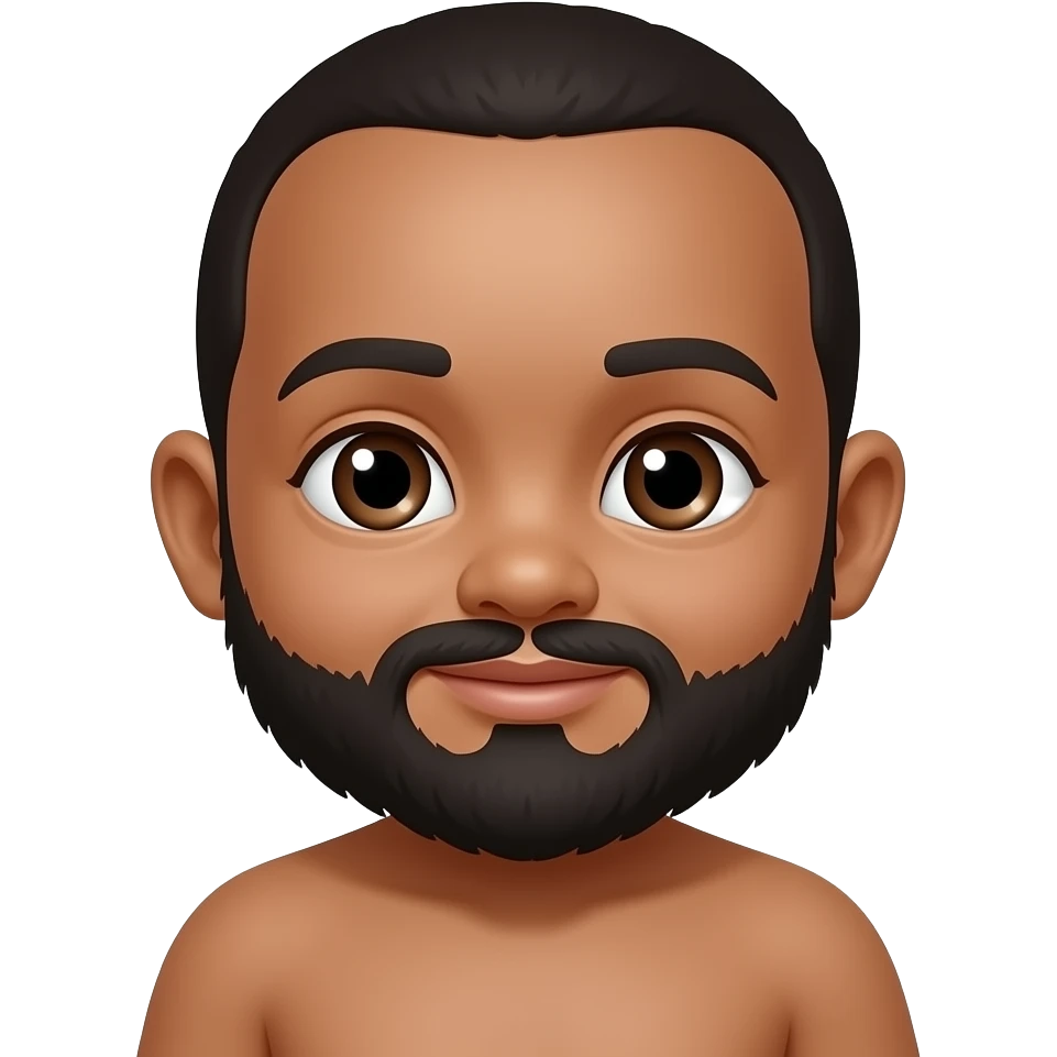 Bebe com barba preta cor meio paçoca emoji