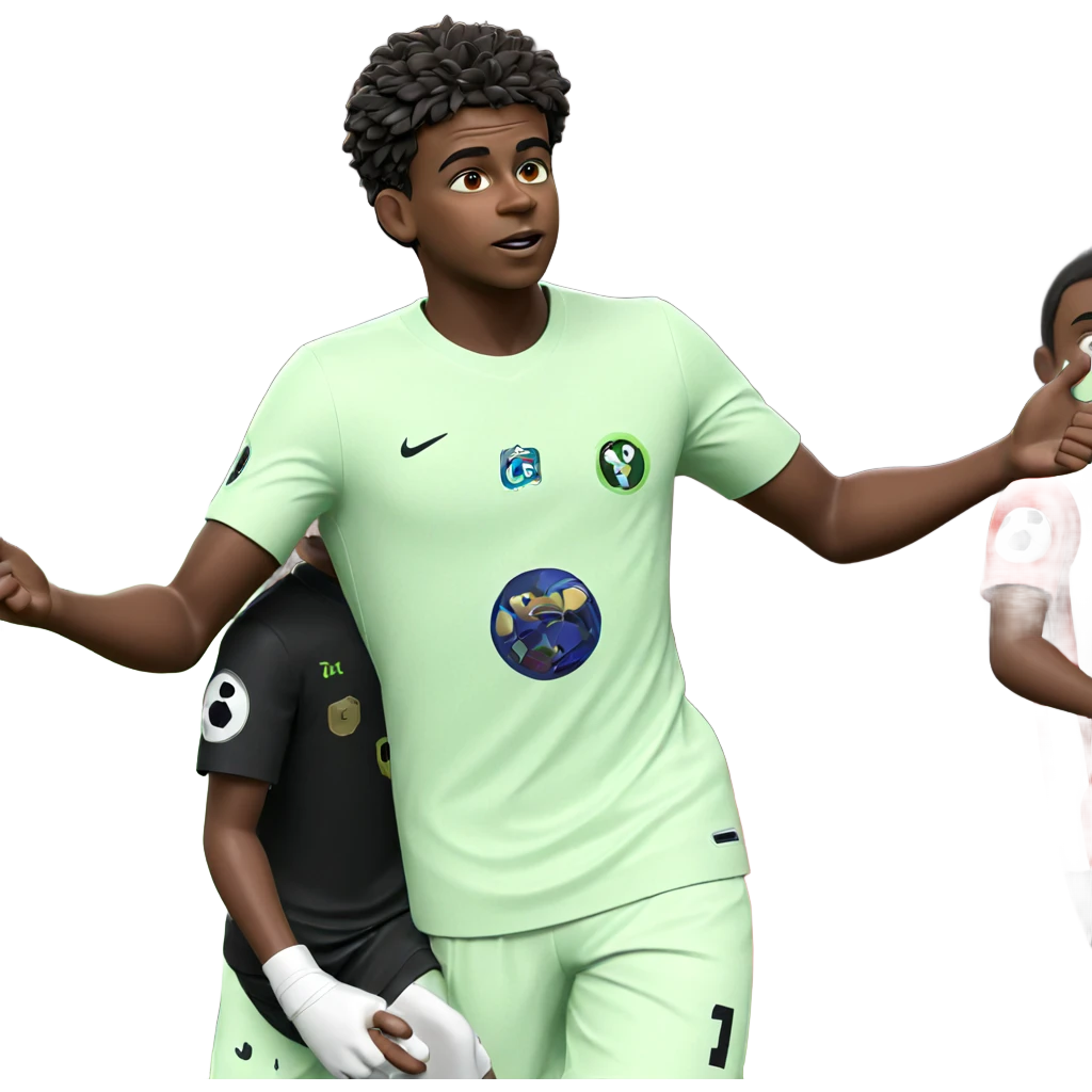 dark-skinned boy in soccer gear emoji